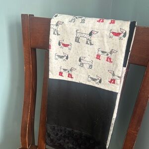 Dachshund print flannel scarf black red